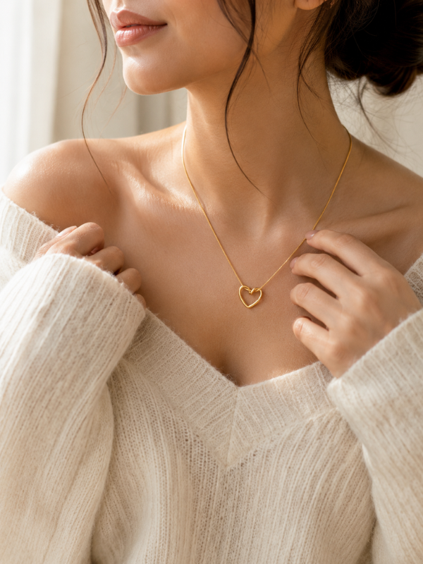 Open Heart 18K Gold Plated Necklace