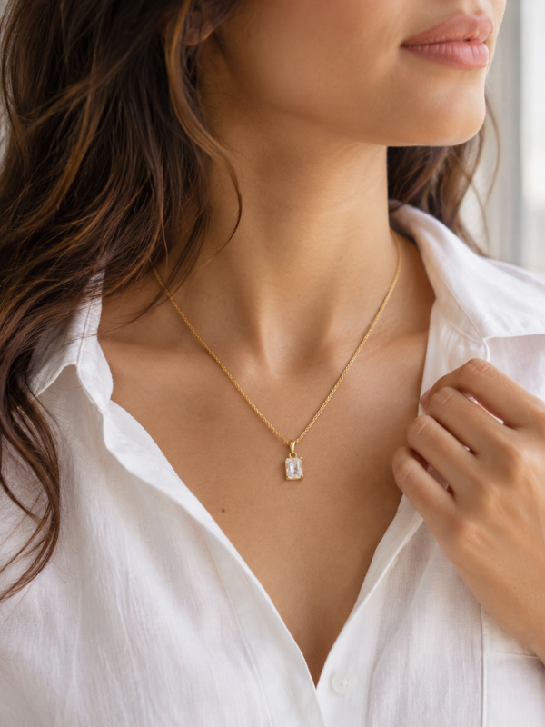 Emerald Crystal 18K Gold Plated Necklace