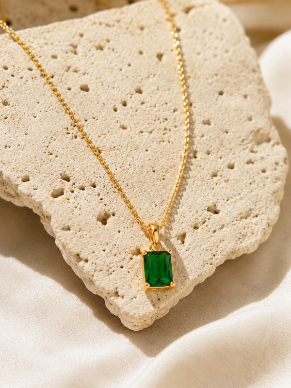 Emerald Crystal 18K Gold Plated Necklace