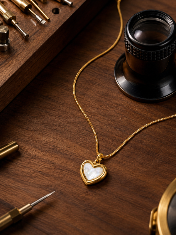 Pearl Heart 18K Gold Plated Necklace