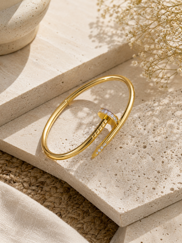 Pavé Nail 18K Gold Plated Bangle