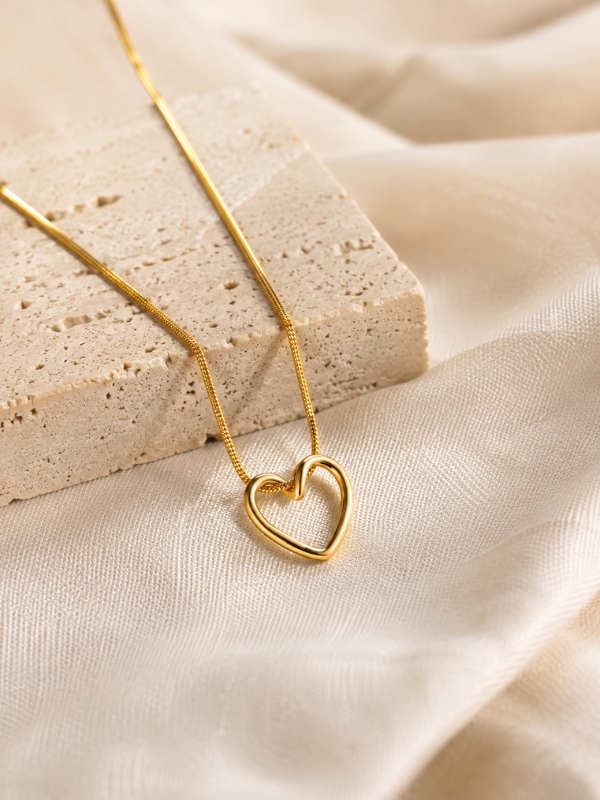 Open Heart 18K Gold Plated Necklace