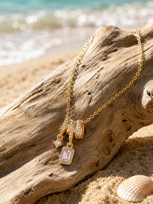 Roselle Prism Charm 18K Gold Plated Necklace