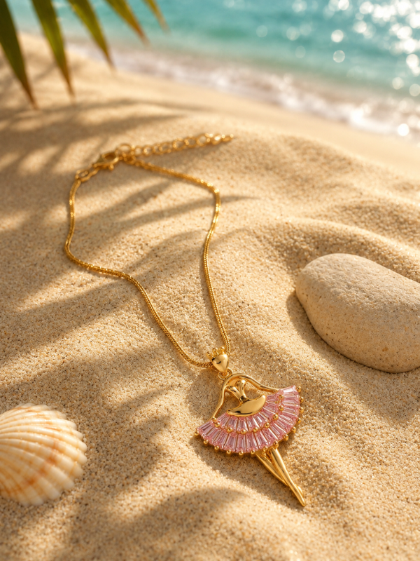Pink Ballerina  18K Gold Plated Necklace