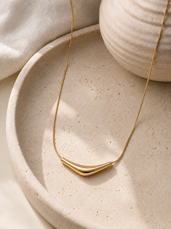 Flow Curve 18K Gold Plated Necklace