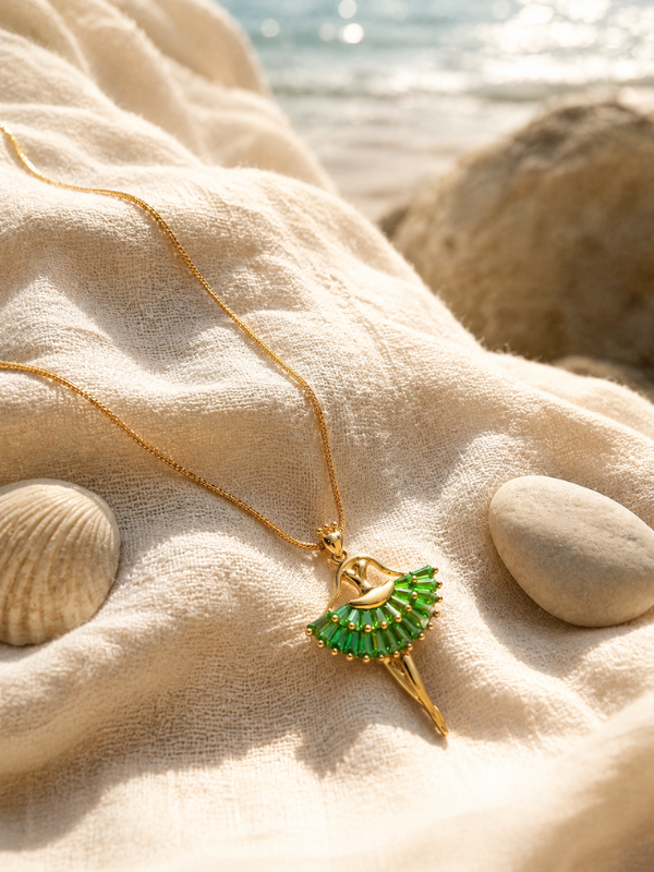 Green Ballerina  18K Gold Plated Necklace