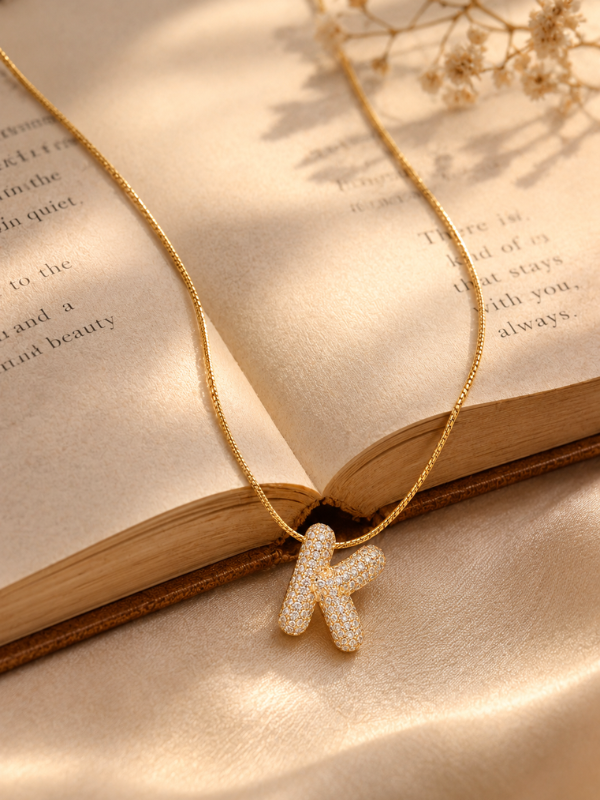 Elegant Initial k 18K Gold Plated Necklace
