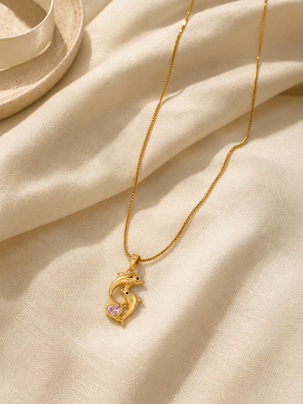 Dolphin Embrace 18K Gold Plated Nacklace