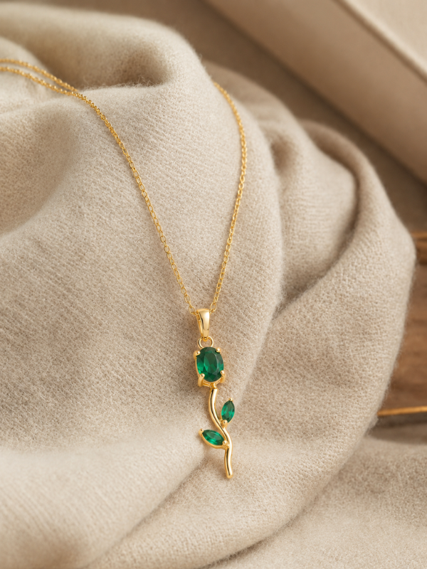 Verdelle Green 18K Gold Plated Necklace