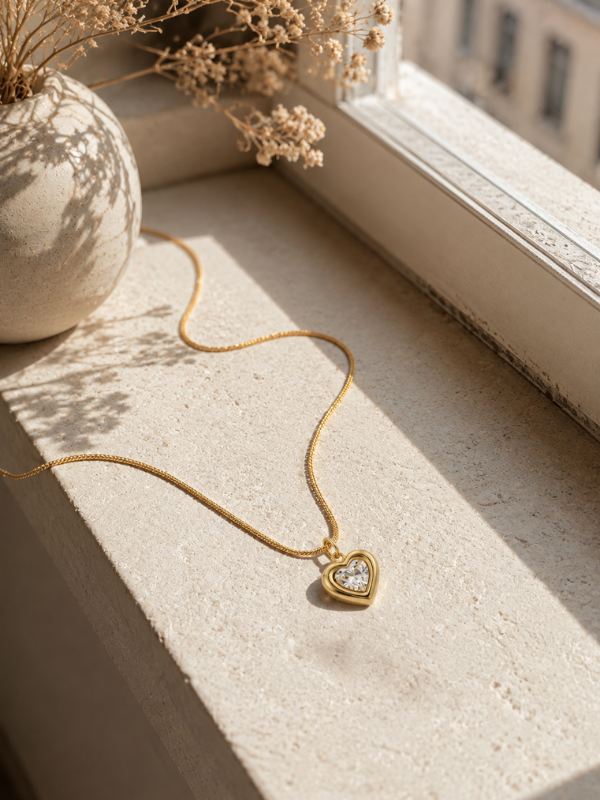 Golden Heart 18K Gold Plated Necklace