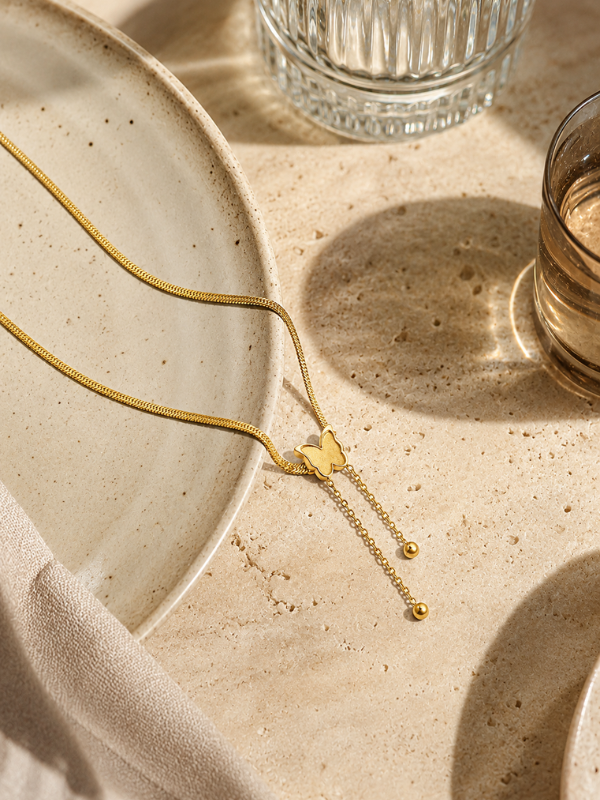 Butterfly Tassel 18K Gold Plated Necklace