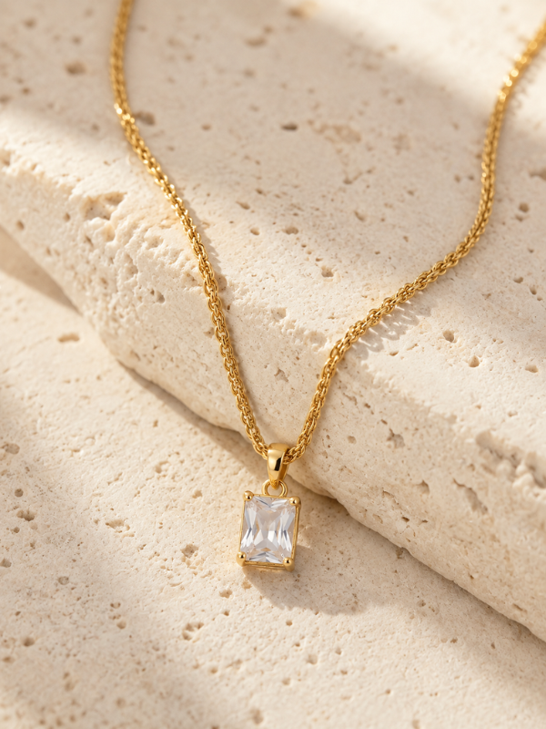 Emerald Crystal 18K Gold Plated Necklace